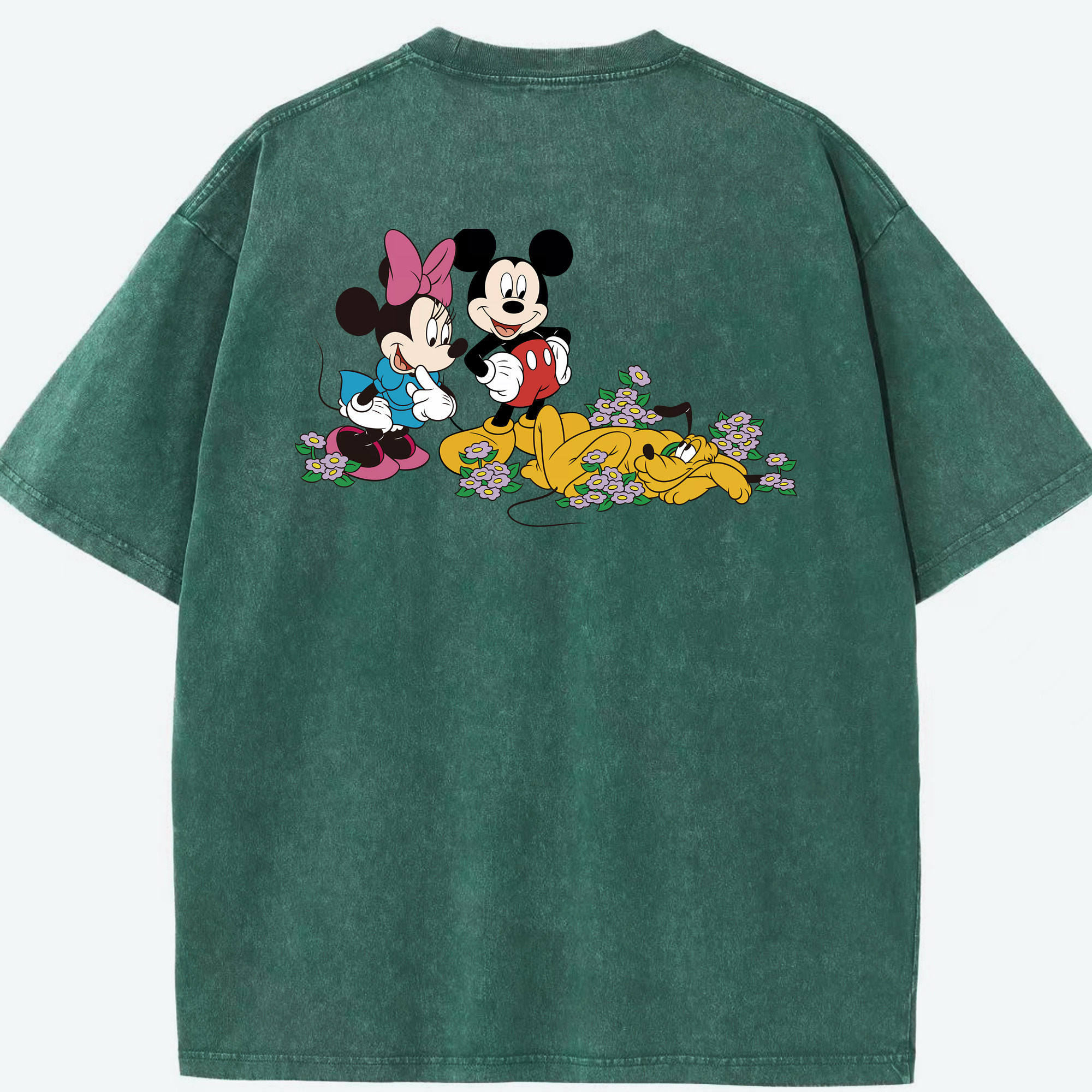 （画像用） ミッキーマウス Mickey Mouse 綿100% ヴィンテージ風 半袖Tシャツ（背面プリント）